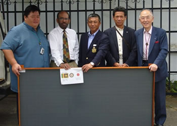Rtn. Shantha Warnakulasooriya (Colombo Regency RC), D3320 PDG Lucky Pieris, Rtn. Tomoki Sakata Rtn. Toshiyuki Tamaki (Iwamizawa East RC)